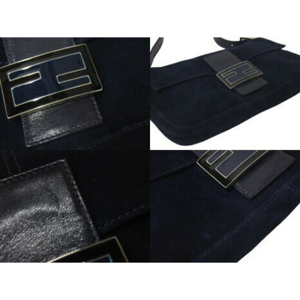 FENDI Mamma Bucket Hobo Shoulder Bag Suede Leather Navy Blue - Picture 5 of 8